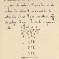 Problema di matemetica che riproduce aspetti di vita domestica [anni Venti] - <em>Come lavorano e imparano gli alunni delle Classi Montessori </em>, in "L'Idea Montessori", a.II, n.8, aprile 1929, p.9.$$$324