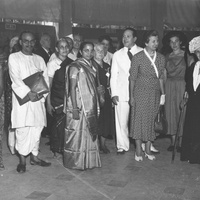 [Maria Montessori, to her left her granddaughter Marilena M. Montessori, followed by Hon. Maria de Unterrichter Jervolino, President of the Opera Nazionale Montessori, and Mario M. Montessori, International Montessori Congress on the theme <em>The Education of Man for World Reconstruction</em>, San Remo, 22–29 August 1949] – ONM Archive.$$$529
