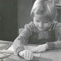 Practising drawing using metal templates. Montessori nursery, Berlin-Tempelhof, 1950 - T. Müller, R. Schneider, <em>Lehrmaterialien 1913-1935. Möbel und Architektur. Techning Meterials 1913-1935. Furniture and Architecture,</em> München, Prestel Verlag, 2002, p.100$$$464